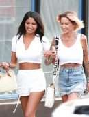 Tina Louise with her Friend CJ Franco on their Way to Diner at Pura Vida in West Hollywood