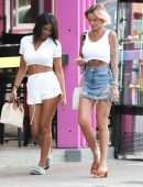 Tina Louise with her Friend CJ Franco on their Way to Diner at Pura Vida in West Hollywood