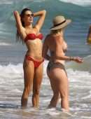 Alessandra Ambrosio Booty in Bikini at a Beach in Malibu