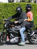 Ana De Armas Booty and Ben Affleck Riding Ben's Electric Harley Davidson in Brentwood