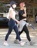 Ana de Armas in Tights, Hiking with a Friend in Los Angeles