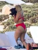 Bebe Rexha Booty in Red Bikini in Cabo San Lucas