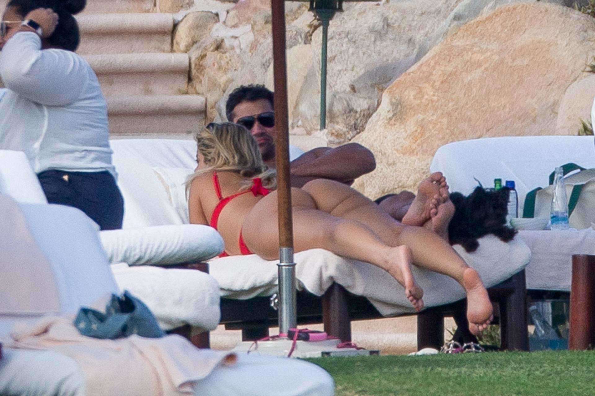 Bebe Rexha Booty in Red Bikini in Cabo San Lucas