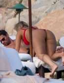 Bebe Rexha Booty in Red Bikini in Cabo San Lucas