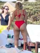 Bebe Rexha Booty in Red Bikini in Cabo San Lucas
