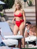 Bebe Rexha Booty in Red Bikini in Cabo San Lucas
