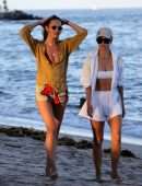 Candice Swanepoel on the Beach with a Friend in Miami