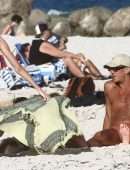 Candice Swanepoel Booty in Tiny Red Bikini at the Beach in Miami Beach