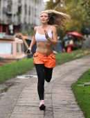 Caprice Bourret Jogging in London