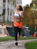 Caprice Bourret Jogging in London