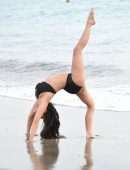 Casey Batchelor in Bikini Filming for Her Fitness App Yoga Blitz, Tenerife