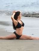 Casey Batchelor in Bikini Filming for Her Fitness App Yoga Blitz, Tenerife