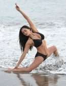 Casey Batchelor in Bikini Filming for Her Fitness App Yoga Blitz, Tenerife