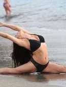 Casey Batchelor in Bikini Filming for Her Fitness App Yoga Blitz, Tenerife