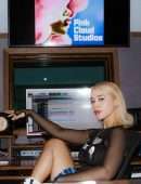 Caylee Cowan Leggy and in Sheer Top and Black Bra