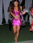 Draya Michele Leggy in a Pink Dress at Nobu in West Hollywood