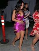 Draya Michele Leggy in a Pink Dress at Nobu in West Hollywood
