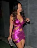 Draya Michele Leggy in a Pink Dress at Nobu in West Hollywood