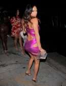 Draya Michele Leggy in a Pink Dress at Nobu in West Hollywood