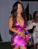 Draya Michele Leggy in a Pink Dress at Nobu in West Hollywood