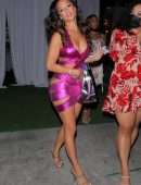 Draya Michele Leggy in a Pink Dress at Nobu in West Hollywood