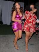 Draya Michele Leggy in a Pink Dress at Nobu in West Hollywood