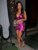 Draya Michele Leggy in a Pink Dress at Nobu in West Hollywood