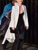 Emily Alyn Lind Cleavage on the “Gossip Girl” Movie Set in New York