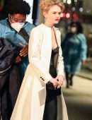 Emily Alyn Lind Cleavage on the “Gossip Girl” Movie Set in New York