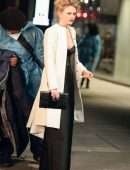 Emily Alyn Lind Cleavage on the “Gossip Girl” Movie Set in New York