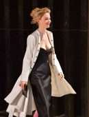 Emily Alyn Lind Cleavage on the “Gossip Girl” Movie Set in New York