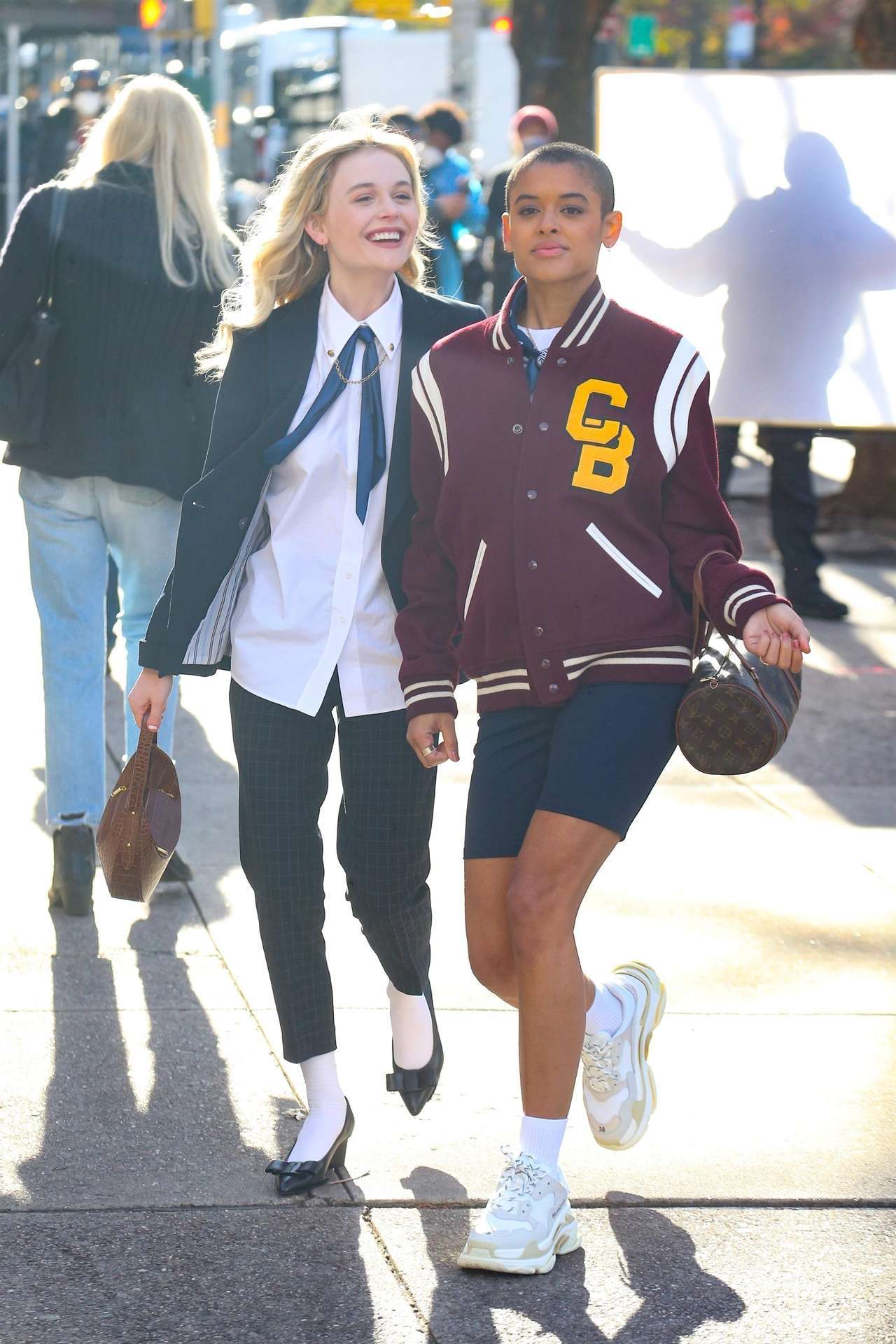 Emily Alyn Lind on the Set of Gossip Girl in New York