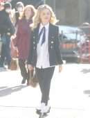 Emily Alyn Lind on the Set of Gossip Girl in New York