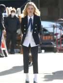 Emily Alyn Lind on the Set of Gossip Girl in New York