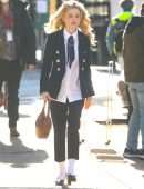 Emily Alyn Lind on the Set of Gossip Girl in New York