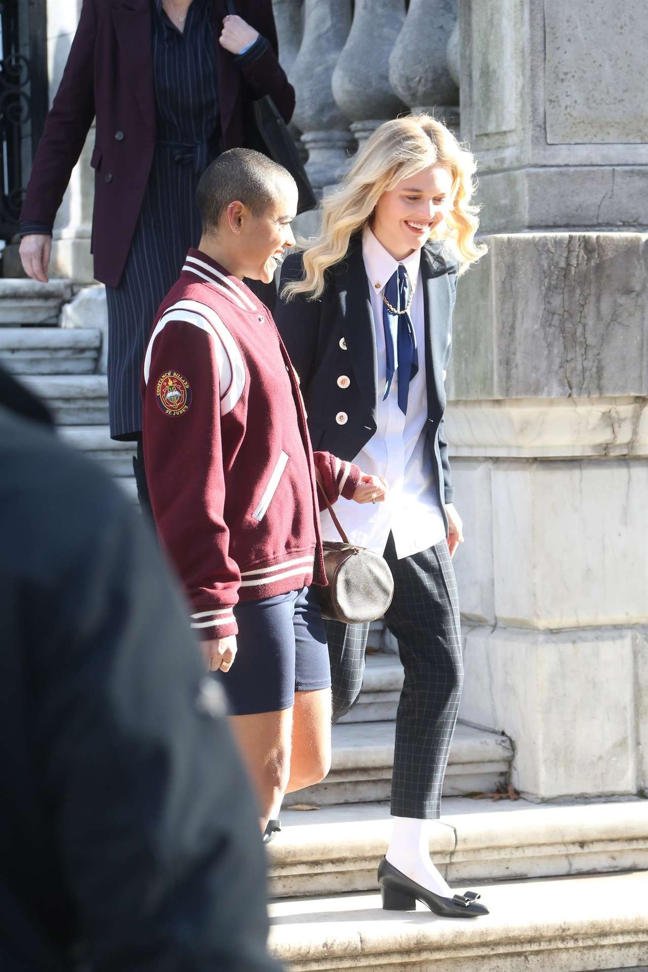 Emily Alyn Lind on the Set of Gossip Girl in New York