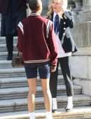 Emily Alyn Lind on the Set of Gossip Girl in New York