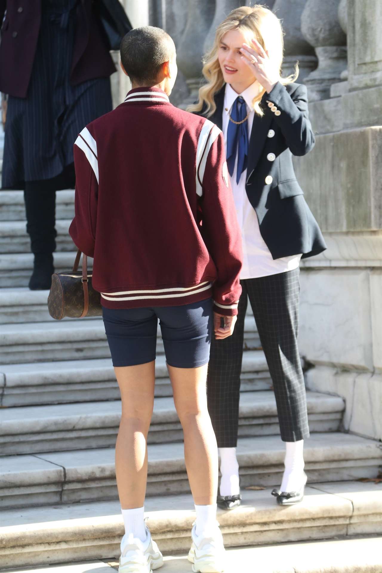 Emily Alyn Lind on the Set of Gossip Girl in New York