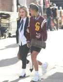Emily Alyn Lind on the Set of Gossip Girl in New York
