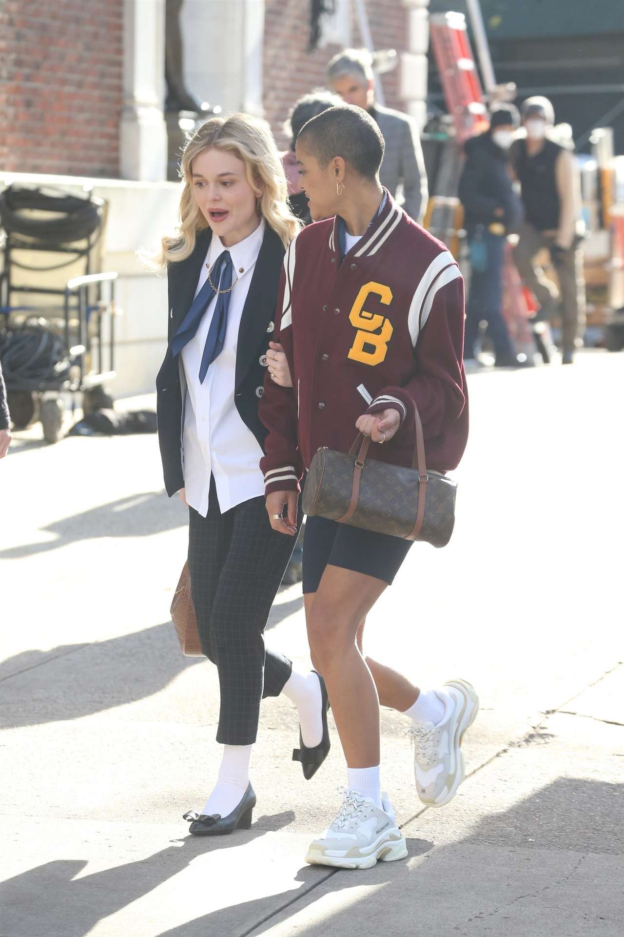 Emily Alyn Lind on the Set of Gossip Girl in New York
