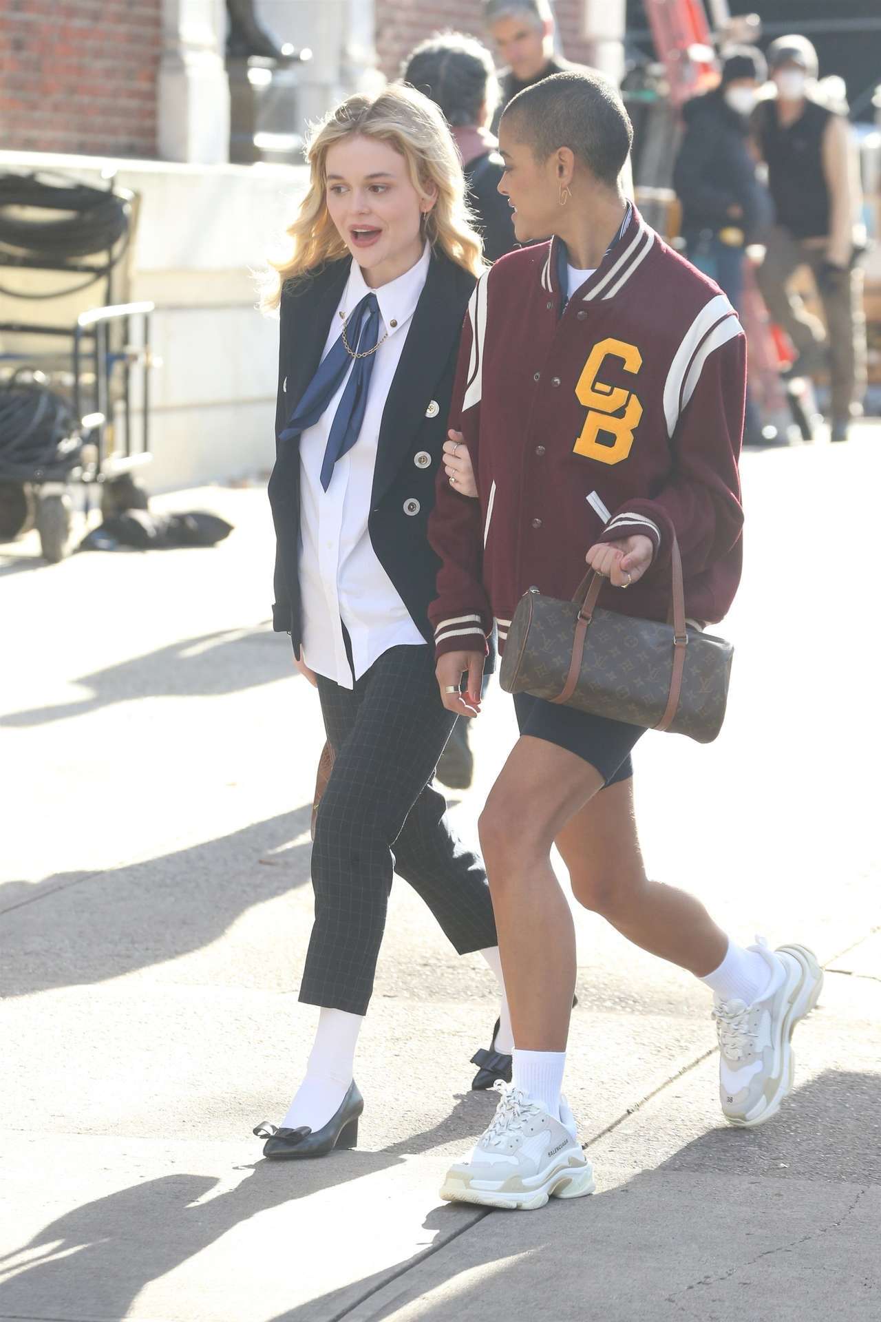 Emily Alyn Lind on the Set of Gossip Girl in New York