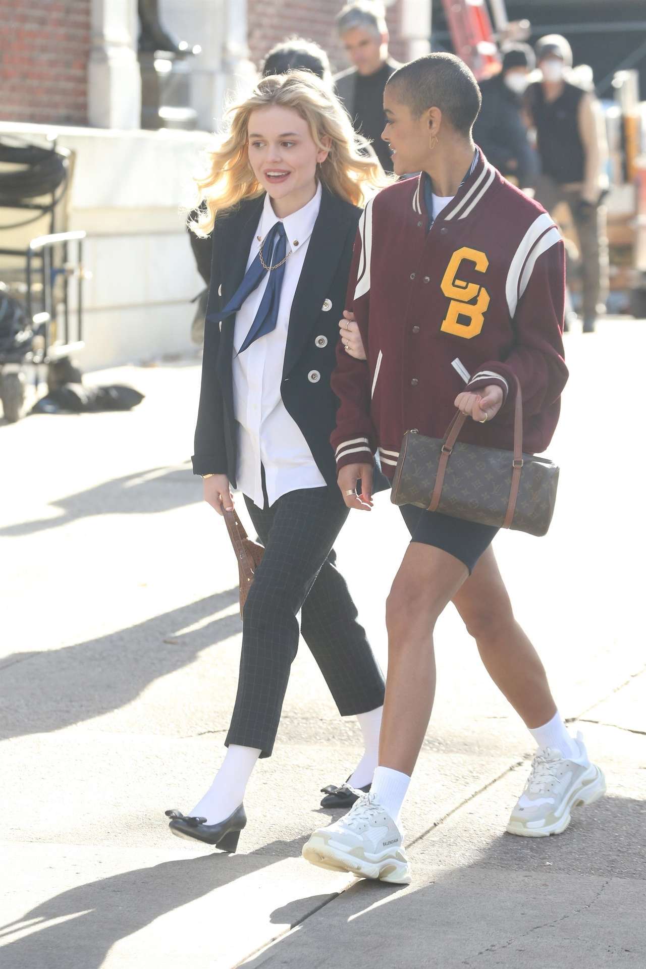 Emily Alyn Lind on the Set of Gossip Girl in New York