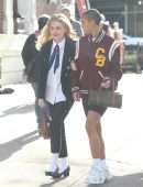Emily Alyn Lind on the Set of Gossip Girl in New York