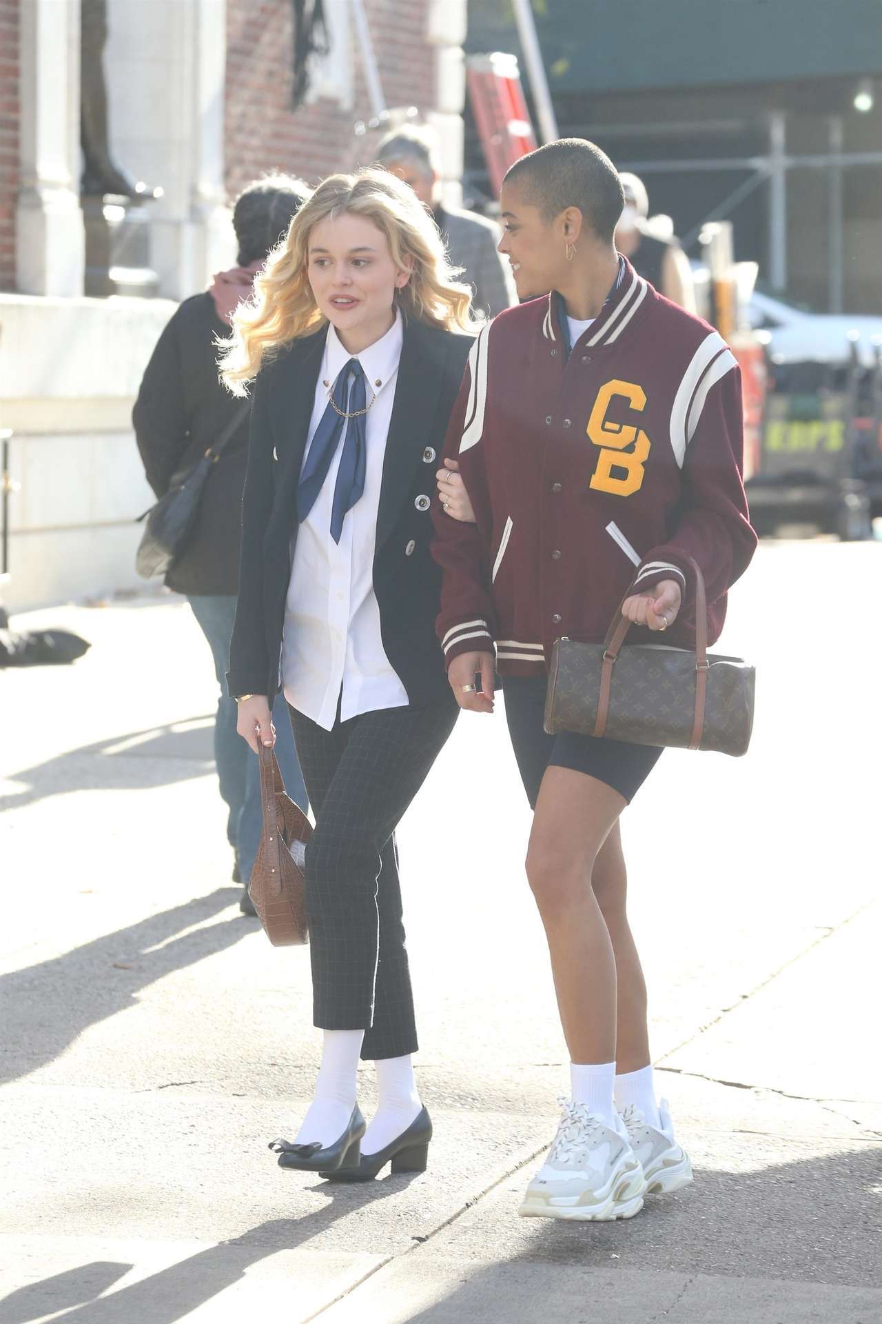 Emily Alyn Lind on the Set of Gossip Girl in New York