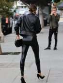 Hailey Baldwin Leggy, Outside her Stylist's Office in Los Angeles