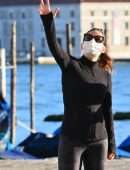 Hayley Atwell Out for a Walk with a Friend in Venice