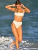 Joy Corrigan Booty in Wet White Bikini Photoshoot in Miami Beach