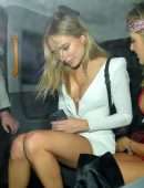 Kimberley Garner Leggy and Cleavage Outside Lou Lou's in London