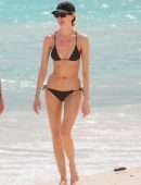 Martha Hunt in Bikini, Walking on the Beach with her Fiancé in Tulum, Mexico