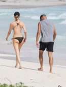 Martha Hunt in Bikini, Walking on the Beach with her Fiancé in Tulum, Mexico